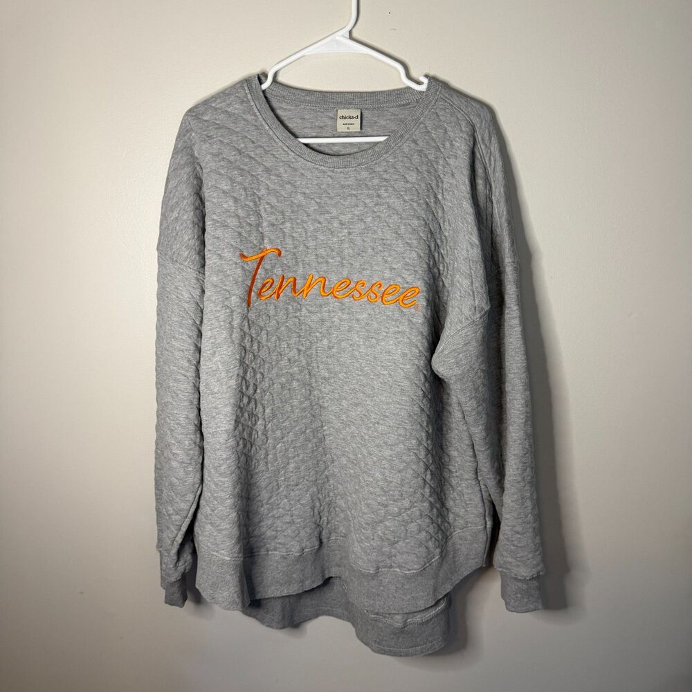 Chicka-d Tennessee Volunteers quilted crew neck sweatshirt orange gray game day